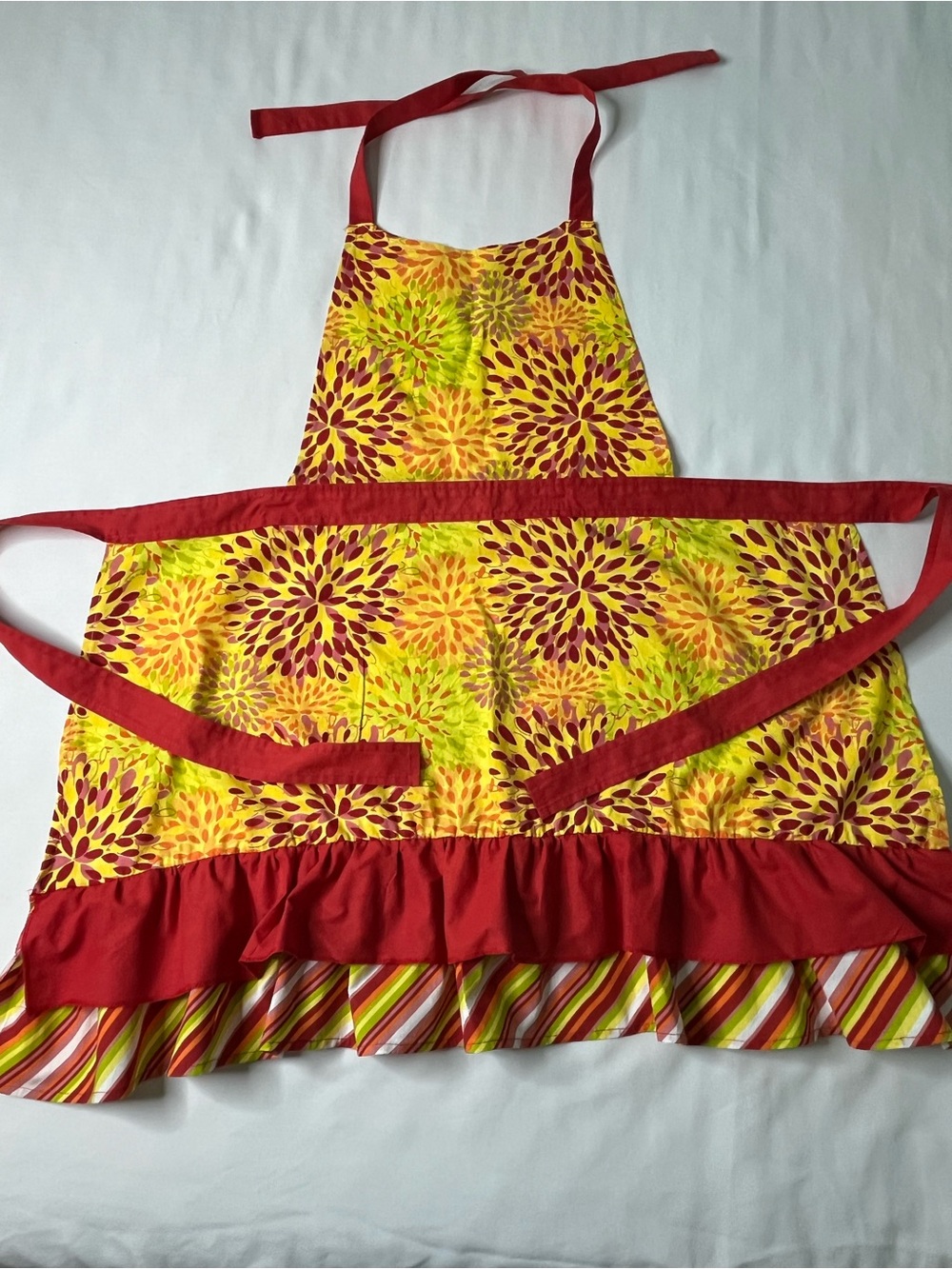 Fiesta Brand Yellow Floral Apron with Red Trim